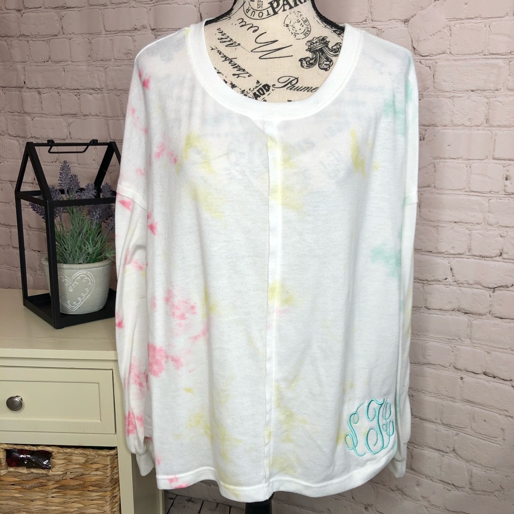 Jordann Tie Dye Long Sleeve Monogram Top